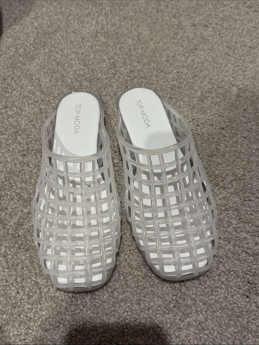 TOP Moda White Cage Mule Slides